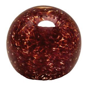 Vintage Paperweight Brown & Amber Speckled Blown Glass Eye Style Flower Image